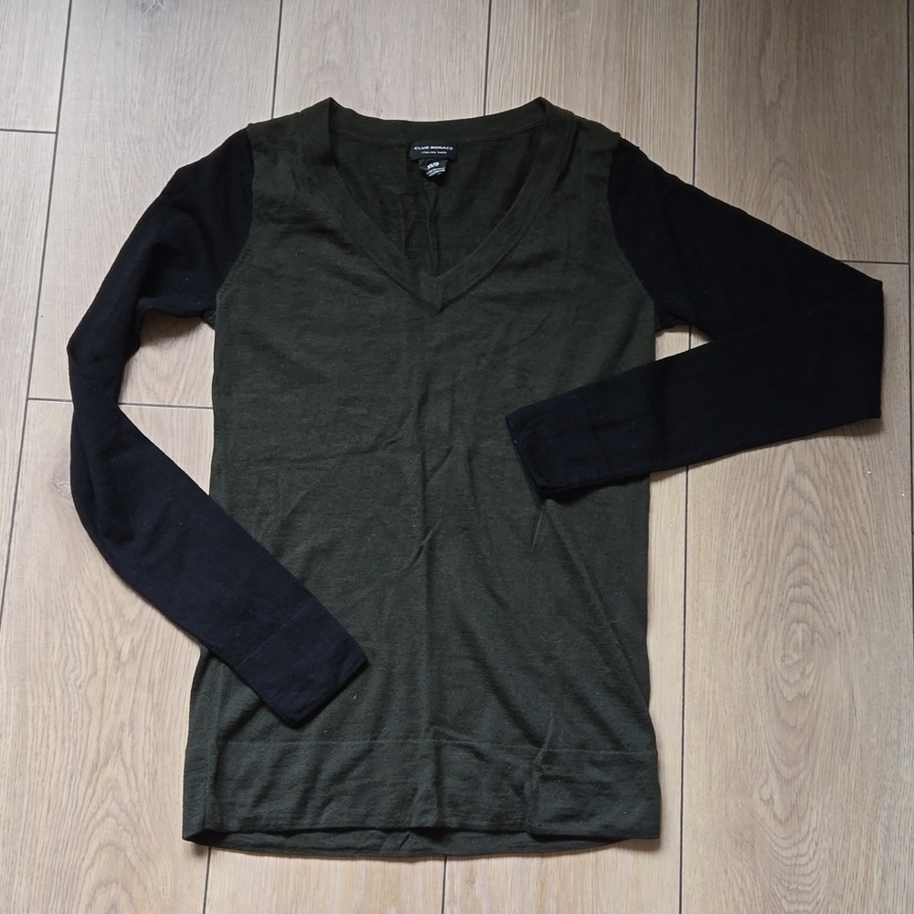 CLUB MONACO Italian Merino Wool Colorblock Sweater size XS
